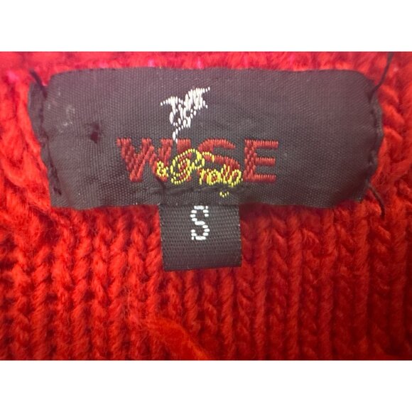 Wise Italy Red Fringe Sweater S 80% Acrylic 20% Wool - Picture 3 of 15